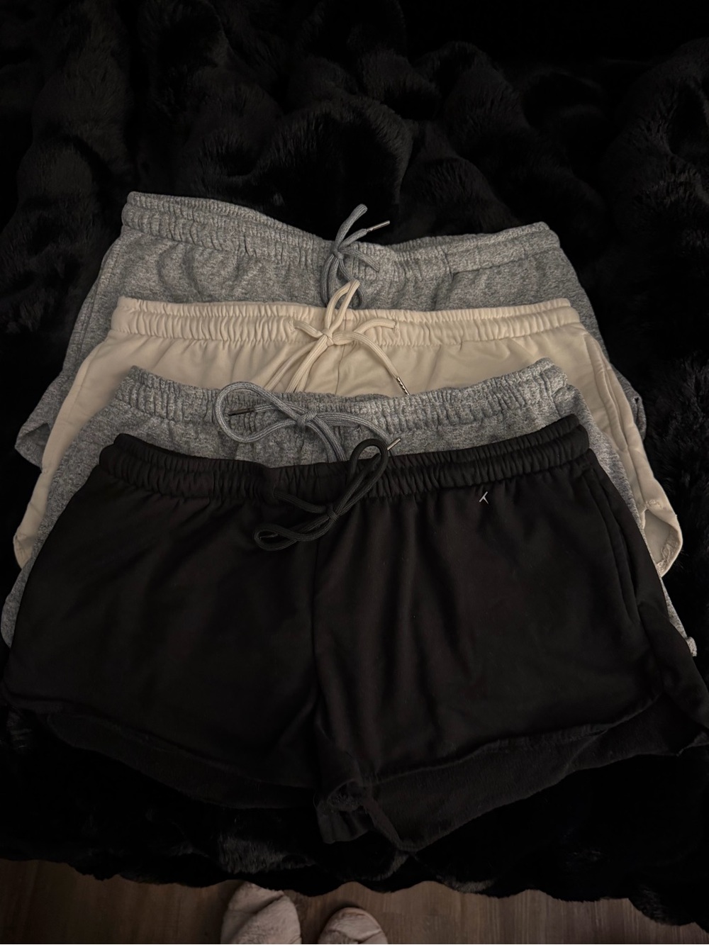 Everyday Casual Knit Lounge Shorts - Black, 2 Gray, Cream (4 Pack)